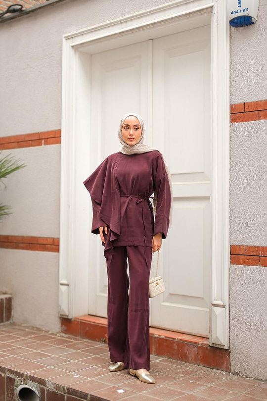 Pelerinli Modal Takım Bordo