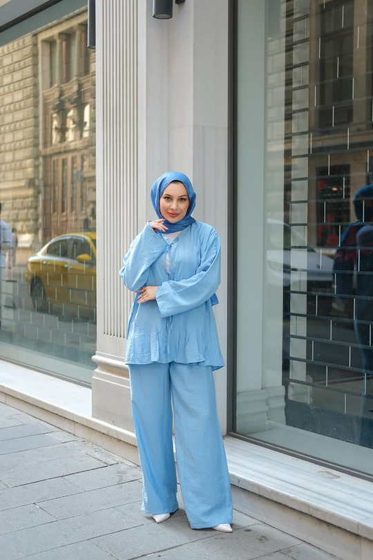 Pile Detay İkili Takım Mavi