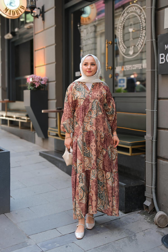 Pilea Luna Gipeli Elbise Açık Kahve