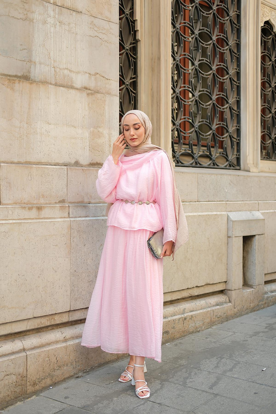 Şal Yaka Tensel Takım Pudra