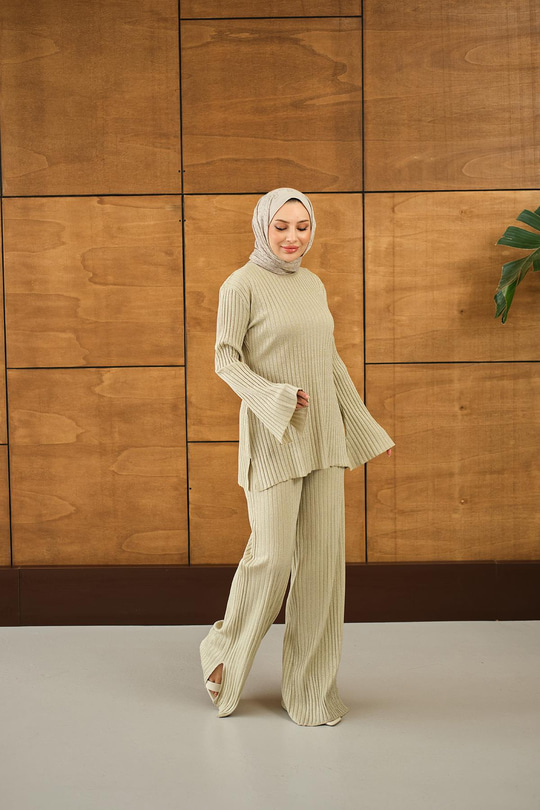 Simli İkili Takım Krem