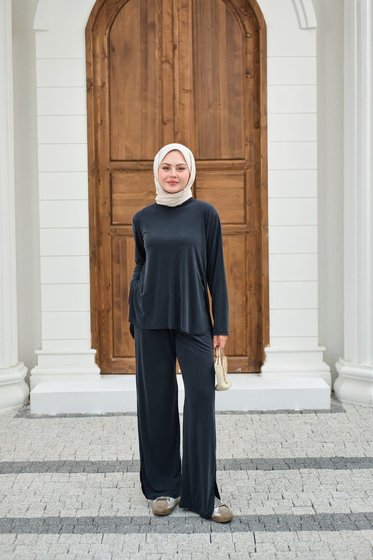 Sırt Dikiş Detay Beli Lastikli Takım Antrasit