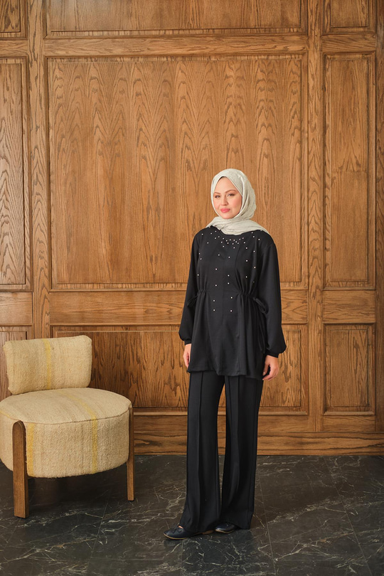 Taş Detay İkili Takım Lacivert