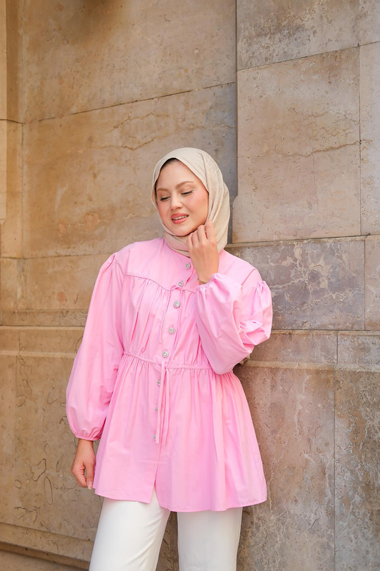 Taşlı Tunik Pembe