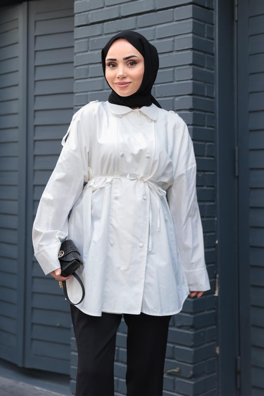 Trenç Gömlek Beyaz