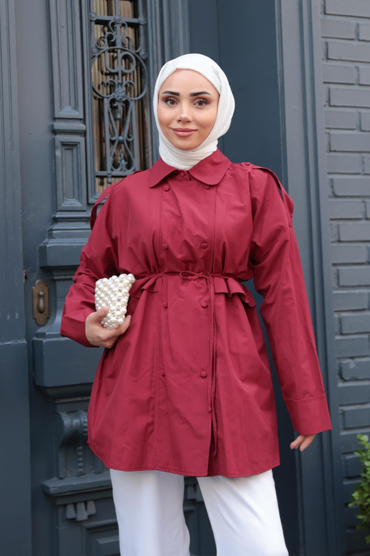 Trenç Gömlek Bordo