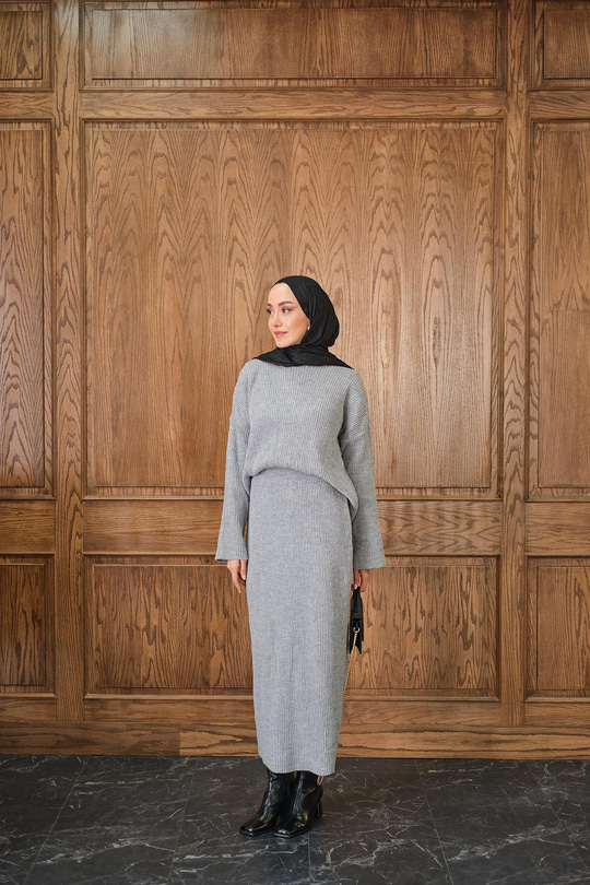 Triko Etekli Takım Gri