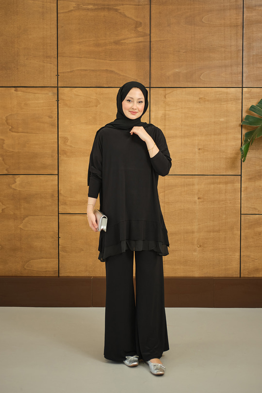 Tül Detay İkili Takım Siyah