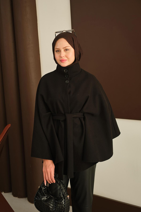 Üç Düğme Detay Panço Siyah