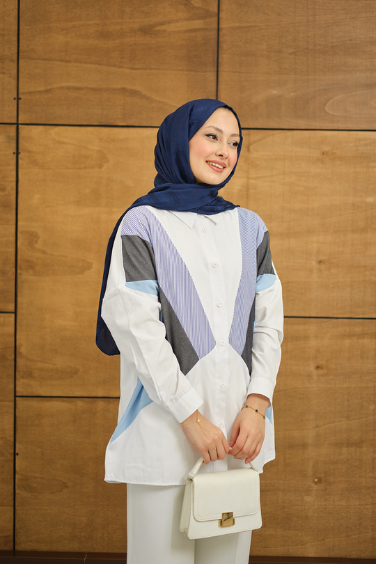 Verev Garnili Gömlek Beyaz