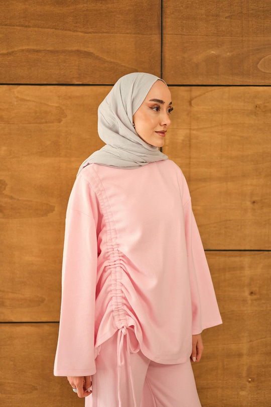 Yandan Biyeli İkili Takım Pembe