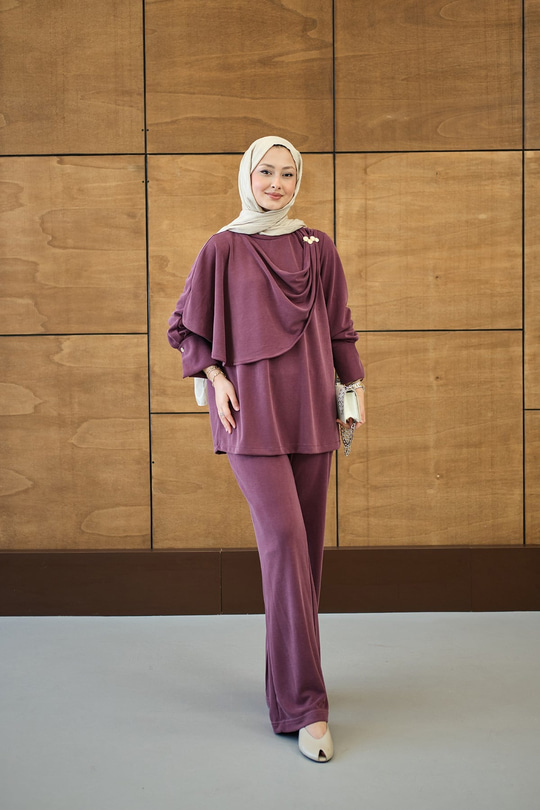 Yandan Düğme Detaylı Takım Mürdüm