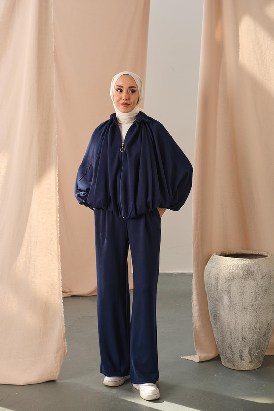 Yarasa Kol Volanlı Takım Lacivert