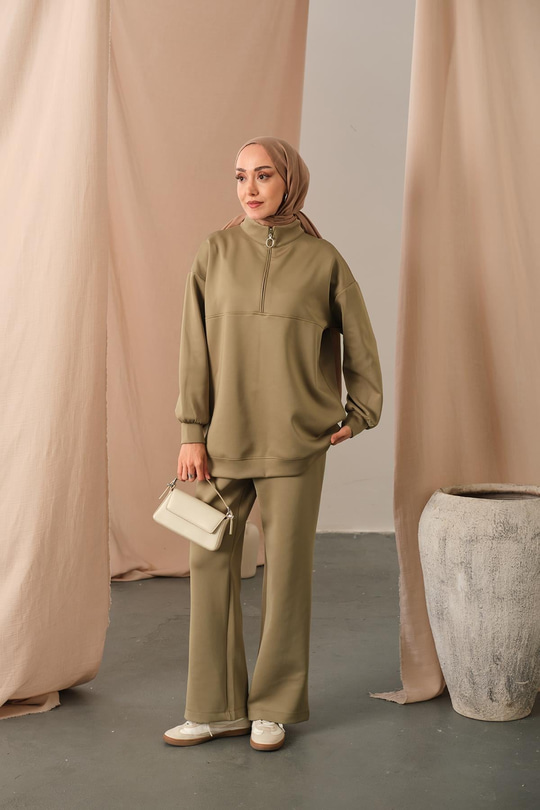 Yarım Fermuarlı Takım Yeşil