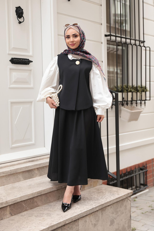 Yelekli Şık Takım Siyah