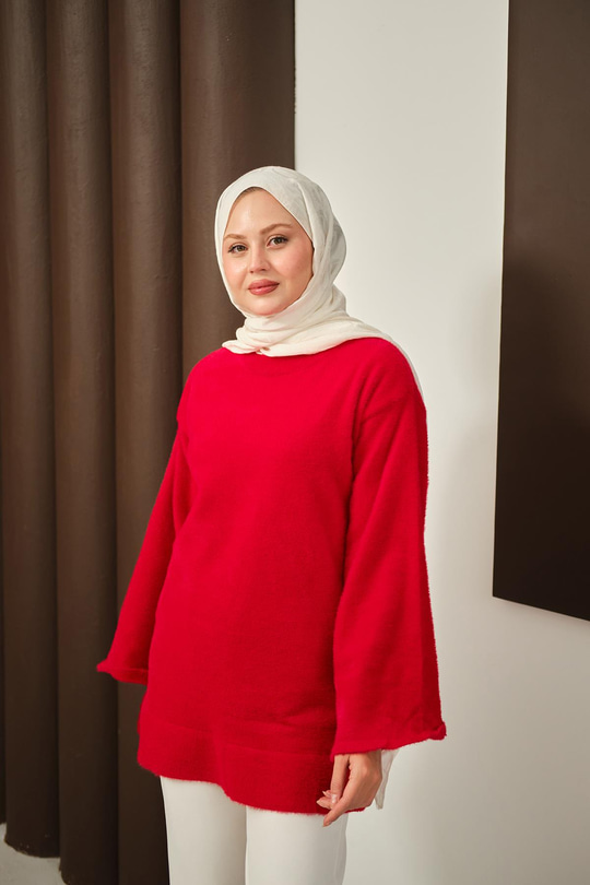 Yumoş Triko Tunik Kırmızı