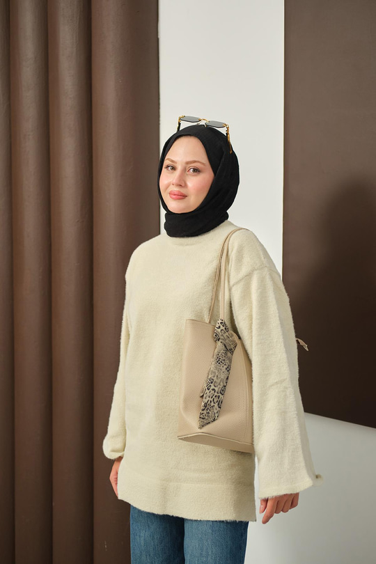 Yumoş Triko Tunik Krem