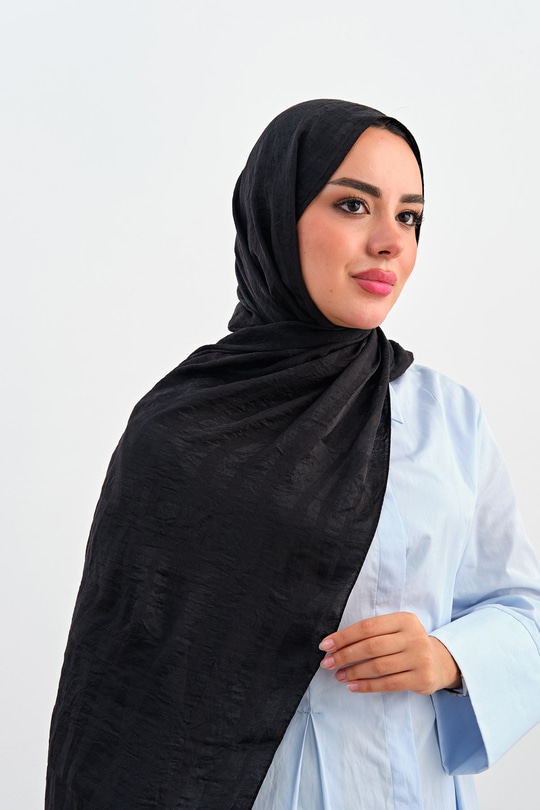 Zebra Çizgili Desen Şal Siyah