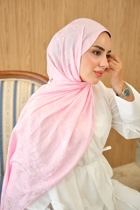 Parlak Desenli Şal Pembe
