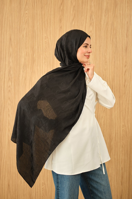 Desenli Şal Siyah