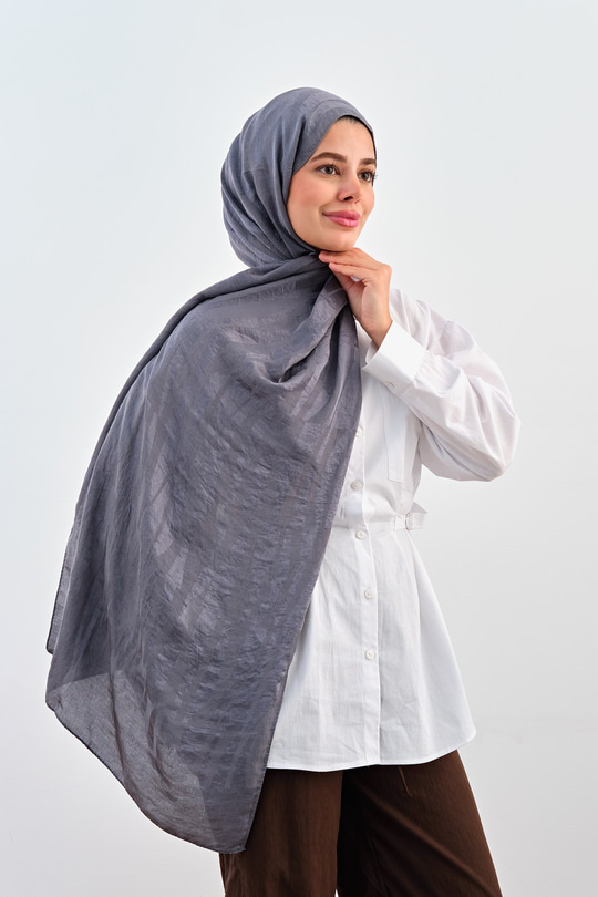 Zebra Çizgili Desen Şal Gri