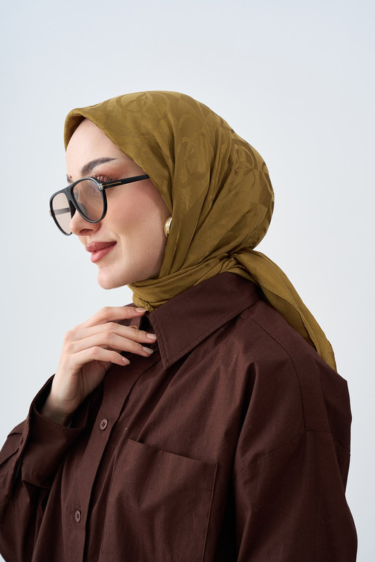 Birleşik Desen Eşarp Yağ Yeşil