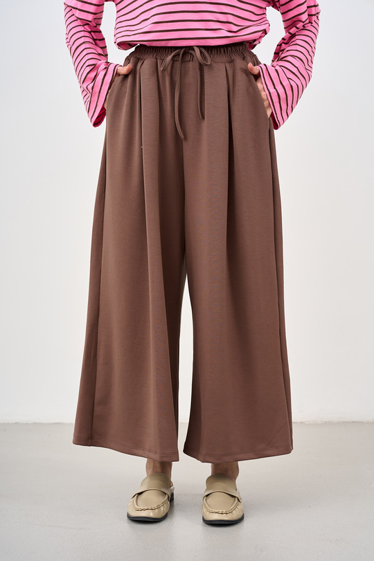 Beli Ayarlanabilir Lastikli Bol Pantolon Vizon