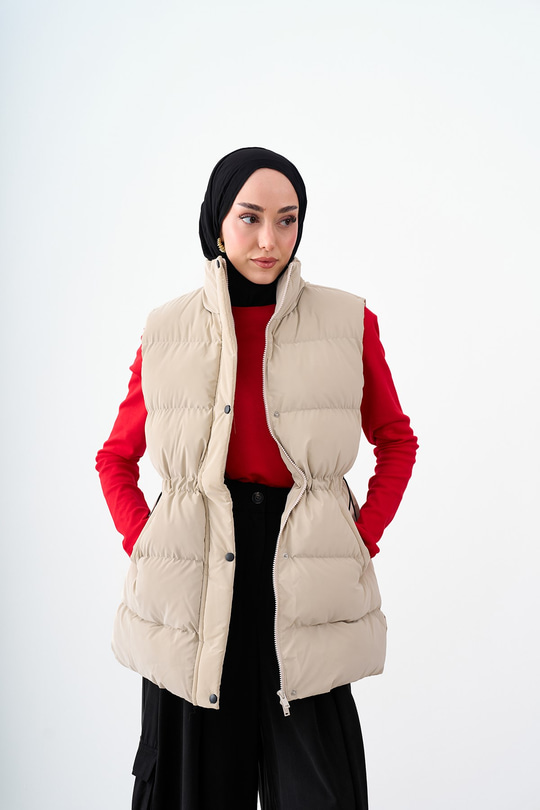 Beli Ayarlanabilir Çıtçıtlı Süet Yelek Taş