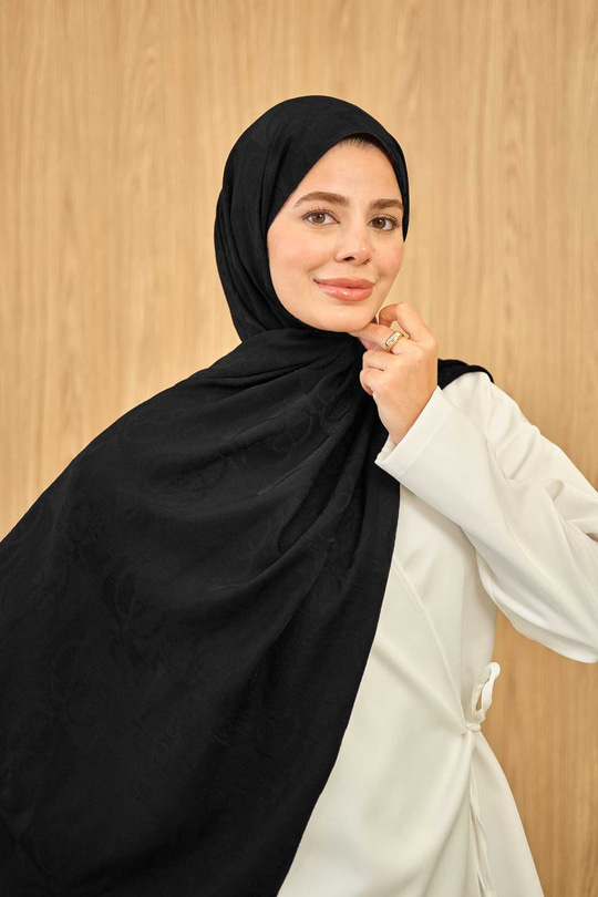 Birleşik Desen Şal Siyah