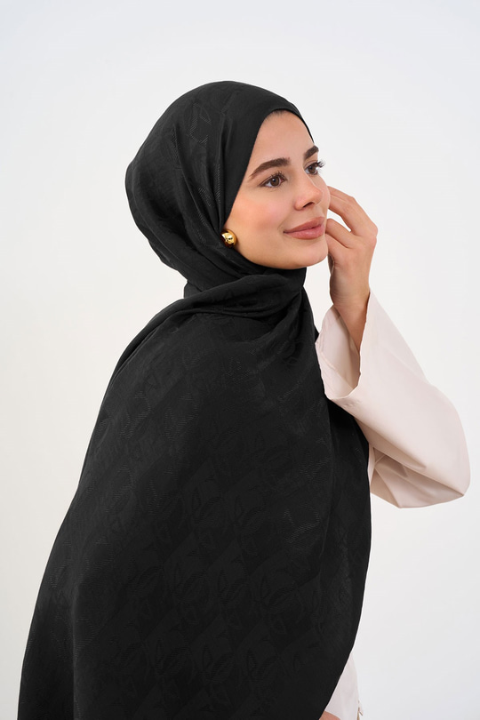 Şekil Desen Şal Siyah