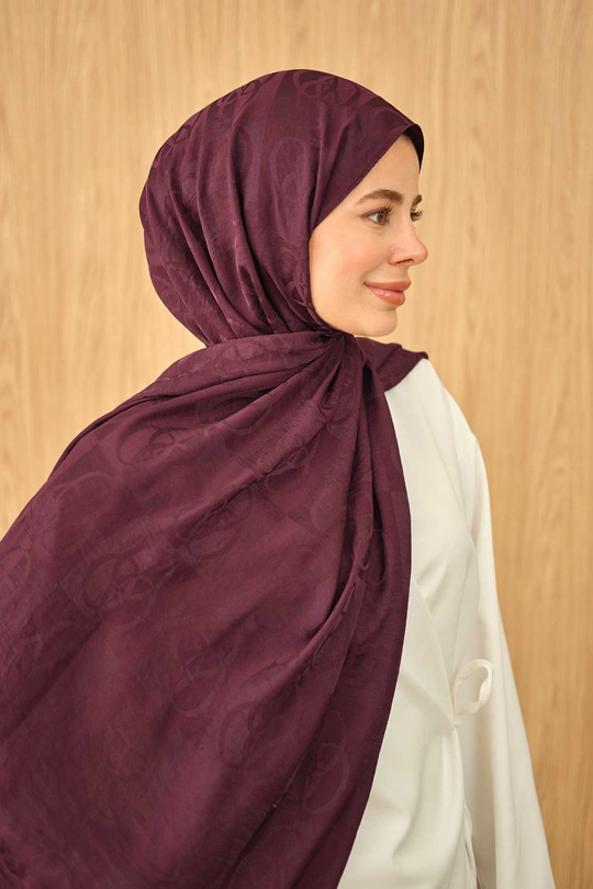 Birleşik Desen Şal Mürdüm