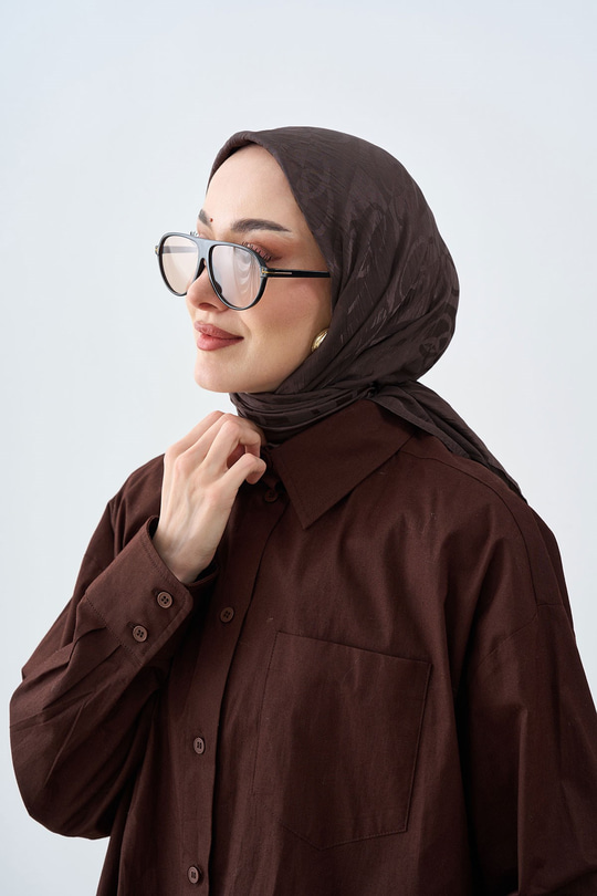 Birleşik Desen Eşarp Acı Kahve