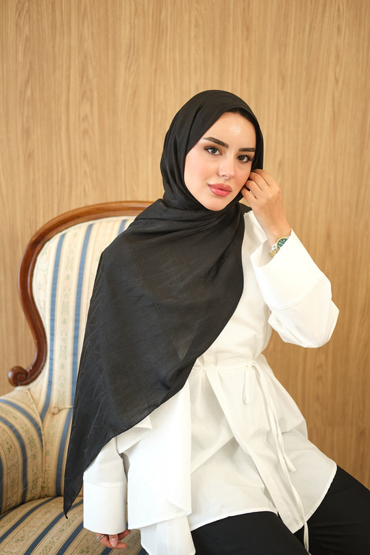Şekil Desen Jakar Şal Siyah