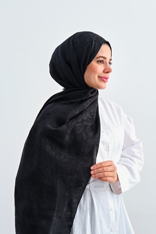 Parlak Desenli Şal Siyah