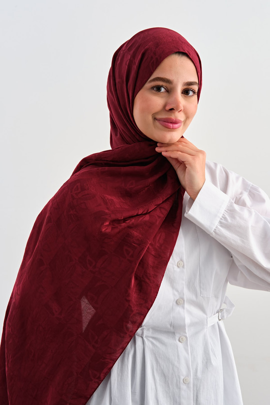 Şekil Desen Şal Bordo