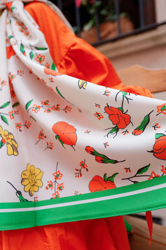 AFRODIT DESENLI SAL YESIL-BEYAZ