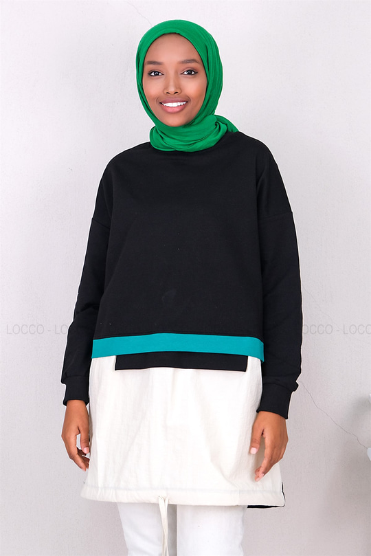 Uygun Fiyatlı ALTI PARCALI BUZGULU TUNIK  SIYAH | Loccomoda.com 