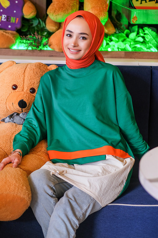 Uygun Fiyatlı ALTI PARCALI BUZGULU TUNIK  YESIL | Loccomoda.com 