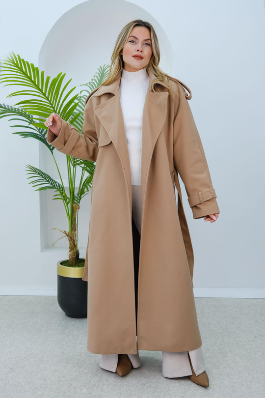 Apolet Detay Bel Bağlamalı Kaban Vizon