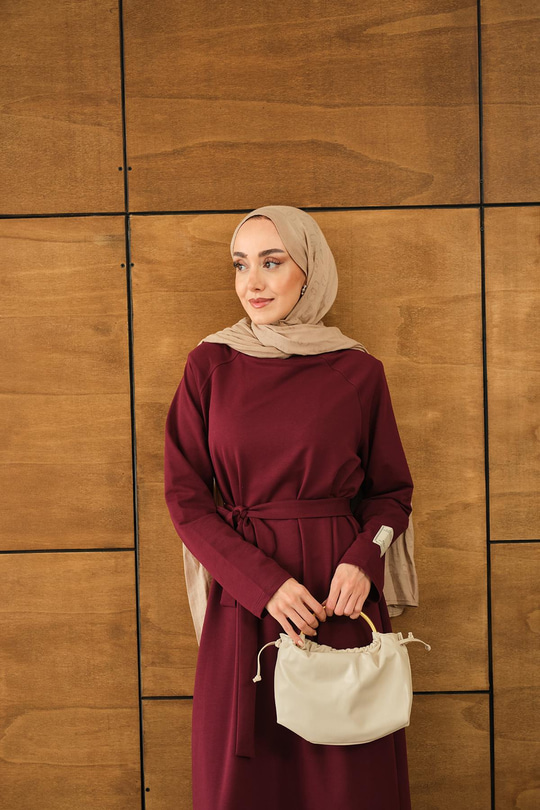 Arma Detay Elbise Bordo