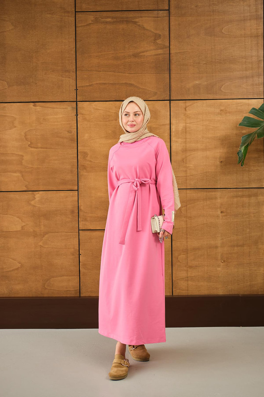 Arma Detay Elbise Pembe