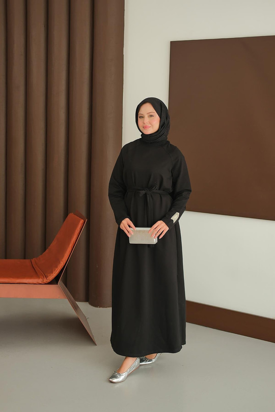 Arma Detay Elbise Siyah