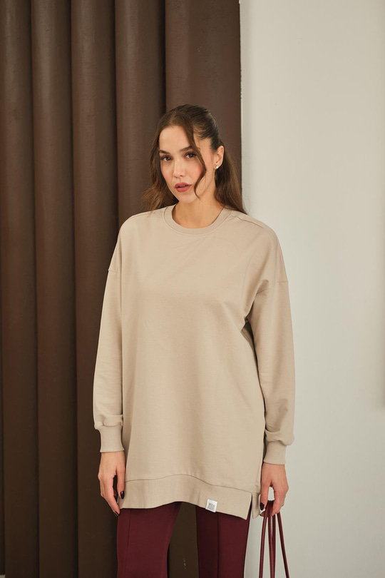 Arma Detay Oversize Tunik Krem