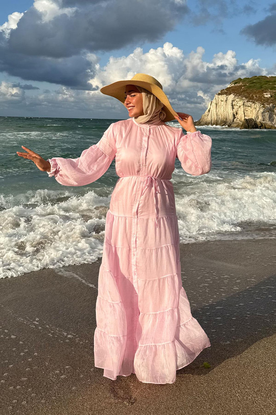 Astarlı Tül Elbise Pembe