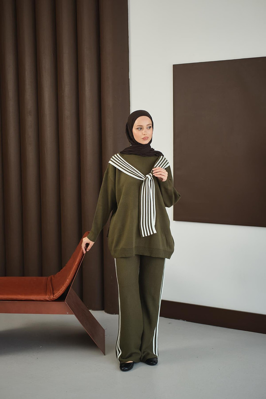 Atkı Detay Takım Haki Yeşil