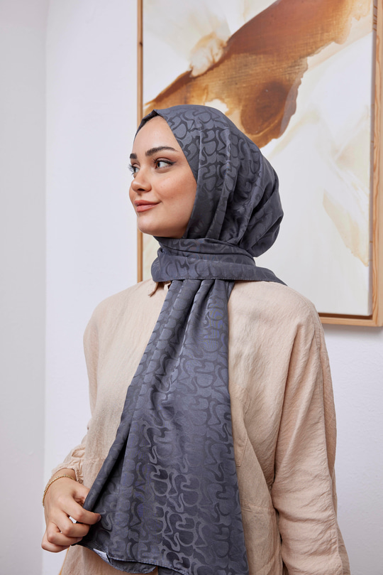 Aura Desen Jakar Şal Antrasit