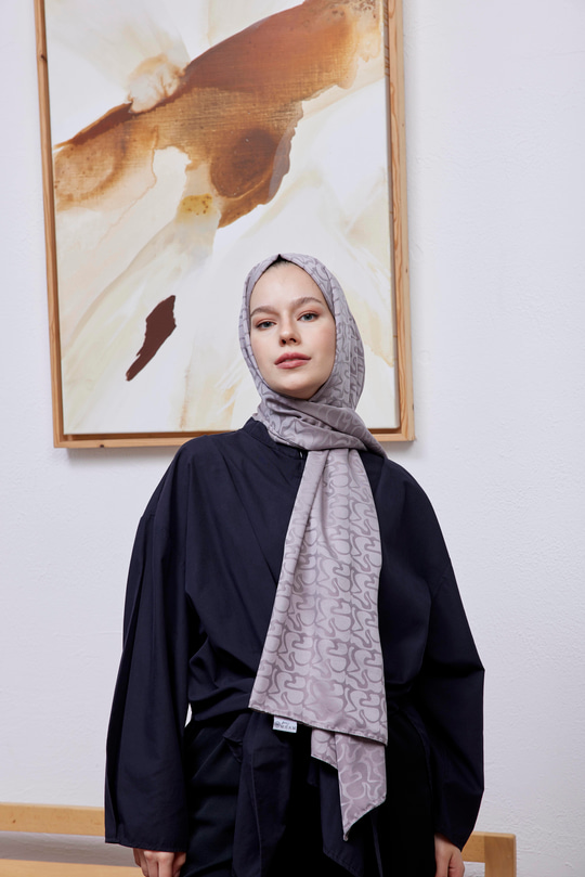 Aura Desen Jakar Şal Gri