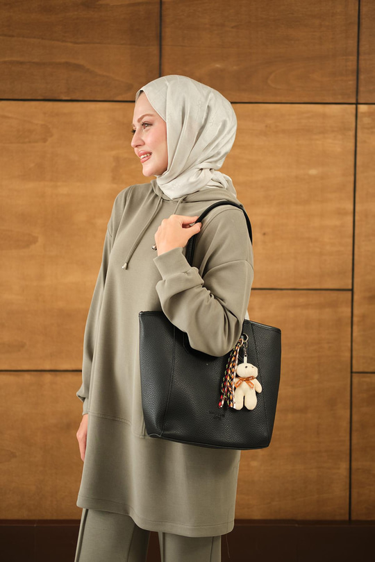 Ayıcık Detay Çanta Siyah