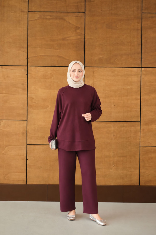 Pantolonlu Takım Bordo