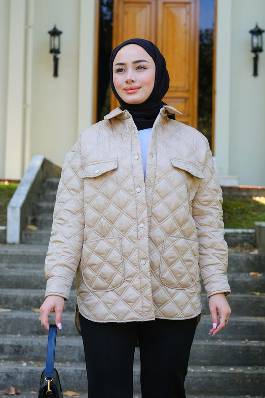 Baklava Desen Cepli Kap Krem